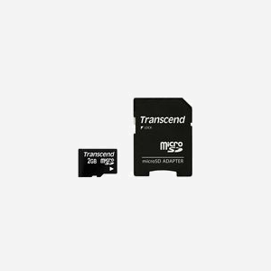 Transcend MicroSD 2Go TS2GUSD NAND Flash MLC - Lecture 20MB/s, Ecriture 13MB/s - Tension 2.7-3.6V, Température -25°C à 85°C avec adaptateur SD - Miniature 2