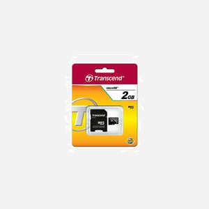 Transcend MicroSD 2Go TS2GUSD NAND Flash MLC - Lecture 20MB/s, Ecriture 13MB/s - Tension 2.7-3.6V, Température -25°C à 85°C avec adaptateur SD - Miniature 3