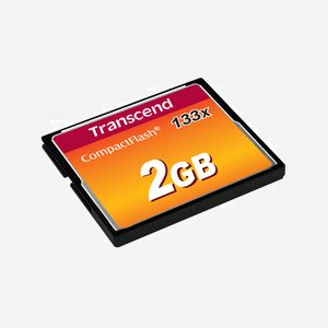 Transcend CompactFlash 2Go MLC 133x TS2GCF133 - Lecture 50MB/s, Ecriture 20MB/s - Température d'opération -25°C à 85°C - Miniature 2