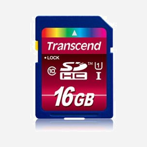 Transcend Carte Flash SDHC 16Go TS16GSDHC10U1, Classe 10 UHS-I U1, Lecture 90 Mo/s, Mémoire MLC, -25°C à 85°C