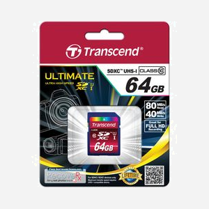Transcend Carte Flash SDXC 64 Go UHS-I Classe 10 MLC, Lecture 90 Mo/s, 32x24x2.1mm, Compatible Windows/macOS/Linux, TS64GSDXC10U1