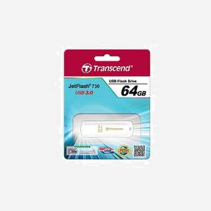 Transcend JetFlash 730 64GB USB 3.2 Gen 1 (3.1 Gen 1) Type-A Blanc : 64 Go, Compatible Windows/macOS/Linux, Dimensions 61.5x18.6x8.7mm - Miniature 2