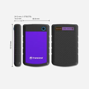 Transcend StoreJet 25H3P 2To USB 3.2 Gen 1 (3.1 Gen 1) HDD Externe 2.5" 5400tr/min Micro-USB B Noir/Violet - Compatible Windows, macOS, Linux - Miniature 2