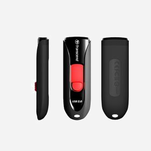 Transcend JetFlash 590 64Go USB 2.0 Type-A Noir - Compatible Windows/macOS/Linux - Format Slide - Dimensions 63.6x21.2x10.6mm - TS64GJF590K