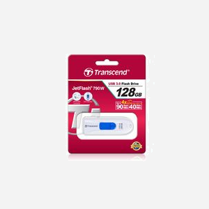 Transcend JetFlash 790 128GB USB 3.2 Gen 1 Type-A Blanc - Compatible Windows/macOS/Linux - Format Slide, Dimensions 63.6x21.2x10.6mm - Miniature 2