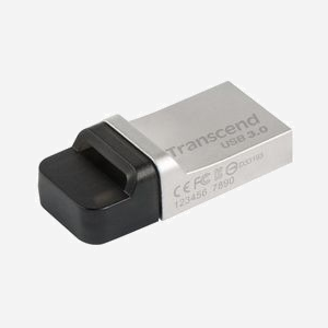 Transcend JetFlash 880 OTG 32GB - USB Type-A / Micro-USB 3.2 Gen 1 - Compatible Windows, macOS, Linux - Noir/Argent - 26.8x12.2x7.55mm, 3g