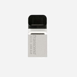 Transcend JetFlash 880 OTG 32GB - USB Type-A / Micro-USB 3.2 Gen 1 - Compatible Windows, macOS, Linux - Noir/Argent - 26.8x12.2x7.55mm, 3g - Miniature 3