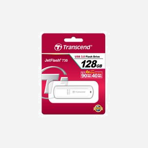 Transcend JetFlash TS128GJF730 - Clé USB 128Go USB Type-A 3.2 Gen 1, Compatible Windows, macOS, Linux, Format Casquette, Blanc, 61.5x18.6x8.7mm - Miniature 2