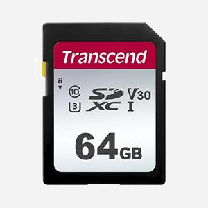 Transcend TS64GSDC300S Carte Flash SDXC 64Go NAND Classe 10 UHS-I U3 V30 Lecture 95Mo/s Ecriture 40Mo/s Résistante Chocs Température Eau Rayons X