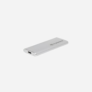 Transcend ESD240C 120 Go SSD Portable USB Type-C 3.2 Gen 2 Boîtier Aluminium Argent - Lecture 520 Mo/s, Ecriture 460 Mo/s, Compatible Windows/macOS - Miniature 3