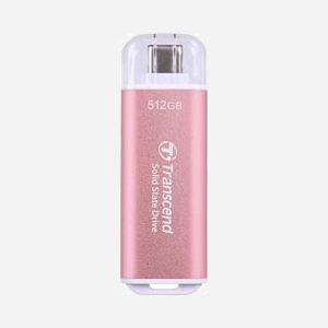 Transcend ESD300 512 Go SSD Externe USB Type-C 3.2 Gen 2, Lecture 1050 Mo/s, Écriture 950 Mo/s, 3D NAND, Compatible Windows/macOS, Rose - Miniature 1