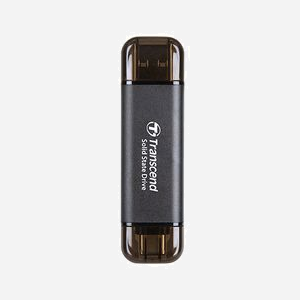 Transcend ESD310C 512 Go SSD Externe USB 3.2 Gen 2x2 Type-C/A, Thunderbolt, Lecture 1050Mo/s, Ecriture 950Mo/s, 3D NAND, Aluminium Noir
