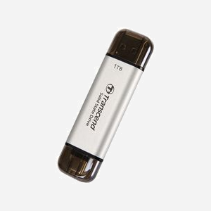 Transcend ESD310 1 To SSD Externe USB Type-A/Type-C 1050Mo/s Lecture, 950Mo/s Ecriture, USB 3.2 Gen 2, 3D NAND, Argent, Réf: TS1TESD310S - Miniature 3