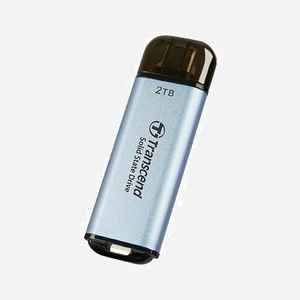 Transcend ESD300 2To Thunderbolt USB 3.2 Gen 2x2 SSD Externe Aluminium Bleu - Lecture 1050MB/s Écriture 950MB/s - USB Type-A vers USB Type-C - Miniature 2