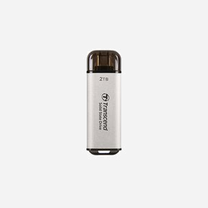 Transcend ESD300 2 To SSD Portable USB Type-C 10 Gbit/s Argent - Lecture 1050 Mo/s, Écriture 950 Mo/s, 3D NAND, Compatible Windows/macOS/Android