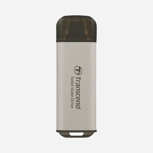 Transcend ESD300 512Go SSD Portable USB Type-C 10Gbps Argent - Lecture 1050 Mo/s, Ecriture 950 Mo/s, 3D NAND, Compatible Windows/macOS/Android