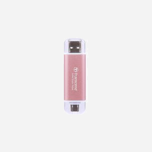 Transcend ESD310 512 Go SSD Externe USB Type-A/Type-C 3.2 Gen 2, 10 Gbit/s, Boîtier Aluminium Rose, 3D NAND, Chiffrement Matériel, Windows/macOS