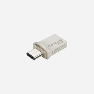 Transcend JetFlash 890 256Go Clé USB Type-A/USB Type-C 3.2 Gen 1 Argent - Dimensions 14.3x28.6x8.6mm, Poids 3g, Certifications BSMI/CE/EAC/FCC - Miniature 3