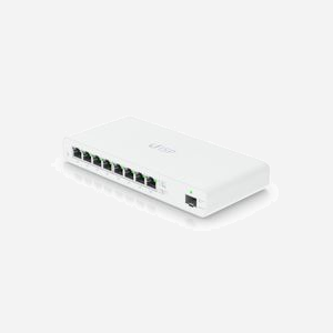 Ubiquiti UISP-S Switch L2 Gigabit Ethernet 8 ports RJ-45 PoE Passive + 1 port SFP, Alimentation DC 20-28V, Boîtier polycarbonate blanc