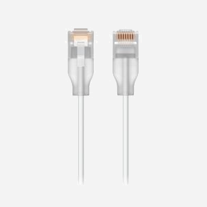 Ubiquiti UACC-Cable-Patch-EL-15M-W Câble réseau Cat6 15m RJ-45 Mâle/Mâle Translucide Blanc, PoE++ (4PPoE), Ethernet 2.5 Gigabit, Ø 2.9mm - Miniature 1
