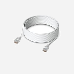 Ubiquiti UACC-Cable-Patch-EL-15M-W Câble réseau Cat6 15m RJ-45 Mâle/Mâle Translucide Blanc, PoE++ (4PPoE), Ethernet 2.5 Gigabit, Ø 2.9mm - Miniature 2