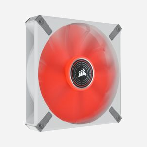 Corsair ML140 LED ELITE Blanc - Ventilateur 140mm, 400-1600 RPM, 82.9 CFM, 0.3-2.06 mmH2O, Palier à Lévitation Magnétique, LED Rouge, 31.8 dB