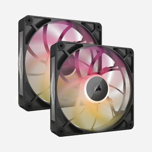 Corsair iCUE LINK RX140 MAX RGB, Ventilateur 140mm, 300-1600 RPM, 102.9 CFM, 2.38 mmH2O, 10-31 dB, RGB, Noir, Kit de 2 avec contrôleur RGB