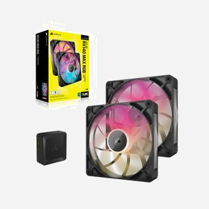 Corsair iCUE LINK RX140 MAX RGB, Ventilateur 140mm, 300-1600 RPM, 102.9 CFM, 2.38 mmH2O, 10-31 dB, RGB, Noir, Kit de 2 avec contrôleur RGB - Miniature 4
