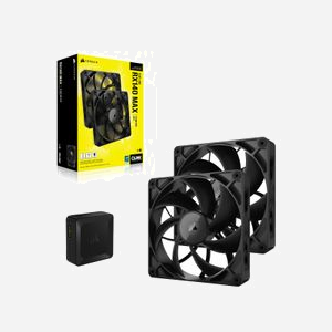 Corsair iCUE LINK RX140 MAX - Kit de 2 Ventilateurs 140mm PWM, 300-1600 RPM, 27.5-103.5 CFM, 0.2-2.39 mmH2O, Noir, pour Boitier PC - Miniature 3