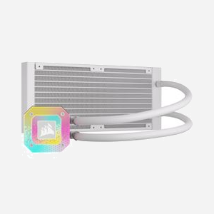 Corsair CW-9060072-WW Refroidisseur liquide AIO pour CPU, radiateur 277mm, 2 ventilateurs 120mm PWM, 33 LED RGB, sockets Intel/AMD, Blanc - Miniature 2