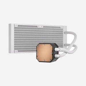 Corsair CW-9060072-WW Refroidisseur liquide AIO pour CPU, radiateur 277mm, 2 ventilateurs 120mm PWM, 33 LED RGB, sockets Intel/AMD, Blanc - Miniature 3