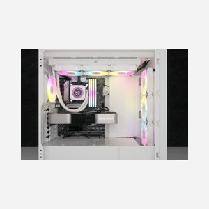 Corsair Refroidissement Liquide AIO CW-9060077-WW Blanc, Radiateur 360mm, Ventilos 120mm PWM 550-2100RPM, Sockets Intel/AMD, Écran IPS 480x480mm - Miniature 3