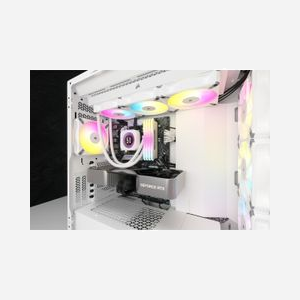 Corsair Refroidissement Liquide AIO CW-9060077-WW Blanc, Radiateur 360mm, Ventilos 120mm PWM 550-2100RPM, Sockets Intel/AMD, Écran IPS 480x480mm - Miniature 4