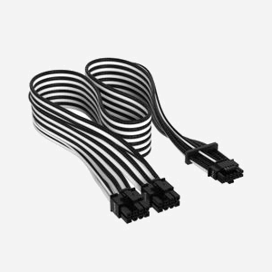 Corsair CP-8920333 : Câble d'alimentation interne avec connecteur 12VHPWR, connecteurs droits, noir et blanc, quantité 1 pièce.