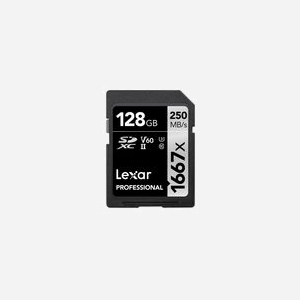 Lexar SDXC 128GB UHS-II Classe 10, Lecture 250MB/s, Écriture 90MB/s, V60, U3, Température Opération 0-70°C, LSD128CB1667