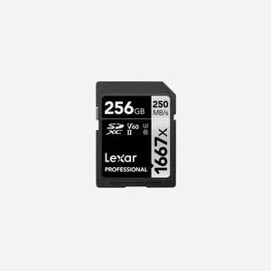 Lexar SDXC 256GB UHS-II Classe 10 U3 V60, Lecture 250MB/s, Ecriture 90MB/s, Températures 0-70°C (Opération), -25-85°C (Stockage)