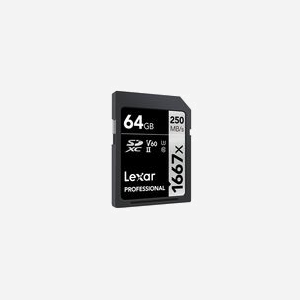 Lexar SDXC 64GB UHS-II Classe 10 - Vitesse Lecture 250Mo/s, Écriture 90Mo/s, UHS Class 3 (U3), Video Speed Class V60 - LSD64GCB1667 - Miniature 2