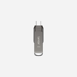 Lexar JumpDrive 32Go USB Type-C 3.2 Gen 1, Vitesse Lecture 130Mo/s, Format Pivotant, Dimensions 60.6x16.2x9.7mm, Gris, Référence LJDD400032G-BNQNG