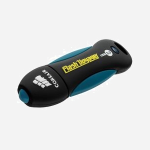Corsair Voyager V2 64GB USB Type-A 3.2 Gen 1, Lecture 190Mo/s, Écriture 55Mo/s, Résistant aux Chocs/Eau, Noir/Bleu, CMFVY3A-64GB
