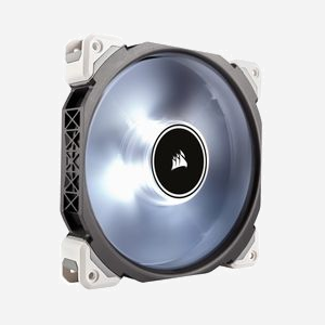 Ventilateur Corsair Air ML140 Pro 140mm PWM, 400-2000 RPM, 20-100 CFM, 0.2-3 mmH2O, 16-37 dB(A), LED Blanche, Noir/Blanc (CO-9050046-WW) - Miniature 2