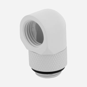 Raccord Corsair CX-9055014-WW pour refroidissement liquide, laiton blanc, filetage 1/4", angle 90°, compatible systèmes watercooling custom - Miniature 1