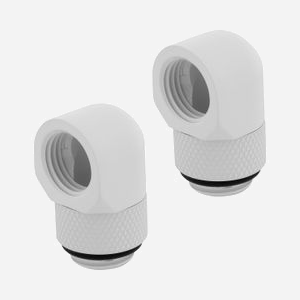 Raccord Corsair CX-9055014-WW pour refroidissement liquide, laiton blanc, filetage 1/4", angle 90°, compatible systèmes watercooling custom - Miniature 3
