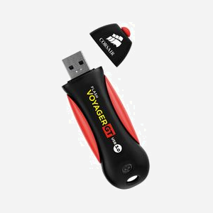 Corsair Voyager GT 256Go USB 3.2 Gen 1 Type-A Noir/Rouge, Lecture 390Mo/s, Écriture 200Mo/s, Résistant aux Chocs/Eau, Compatible Windows/macOS/Linux - Miniature 2