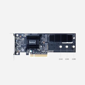 Synology M2D18 Carte Adaptateur Interne M.2 Dual Slot PCIe Gen2 pour SSD SATA/NVMe Facteur de Forme 2242/2260/2280 - Miniature 2