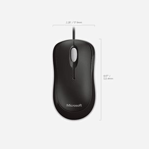 Souris Microsoft 4YH-00007 Optique USB Type-A 800 DPI Ambidextre, 3 Boutons Programmables, Câble 1.83m, Compatible Windows/macOS, Noir - Miniature 4