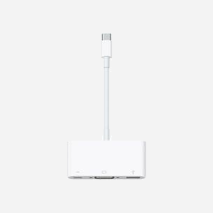 Apple Adaptateur Multiport USB-C vers VGA MJ1L2ZM/A Blanc, résolution 1920x1080, 1 port USB Standard, port USB-C pour alimentation, compatibilité MacBook