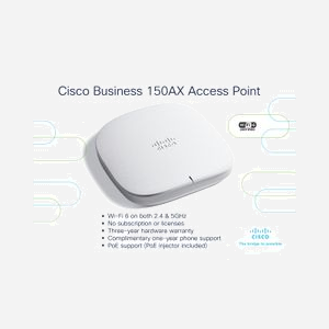 Cisco CBW150AX-E-UK : Point d'accès WiFi 5 GHz/2.4 GHz 1200 Mbit/s, 1xGbE PoE, MU-MIMO, Sécurité WPA3, Mémoire 1GB, Flash 512MB - Miniature 5