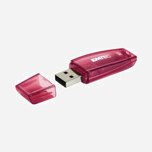 Emtec C410 - Clé USB 2.0 16Go Type-A Rouge - Vitesse Lecture 18Mo/s, Écriture 5Mo/s - Dimensions 57x19x9mm, Boîtier Plastique