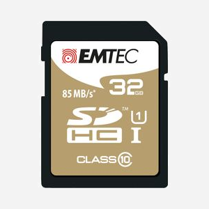 Emtec ECMSD32GHC10GP : Carte mémoire SDHC 32 Go Classe 10, lecture 85 Mo/s, écriture 21 Mo/s, Noir/Marron - Miniature 1