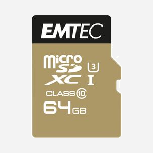 Emtec MicroSDXC 64 Go Classe 10 UHS-I, Lecture 95 Mo/s, Écriture 90 Mo/s, Réf: ECMSDM64GXC10SP - Carte mémoire flash haute performance